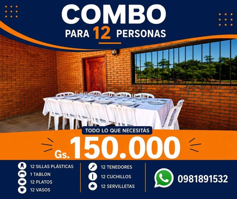 COMBO ALQUILER PARA 12 PERSONAS