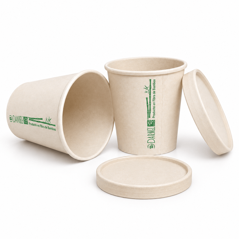 CONTENEDOR DARNEL NATURALS BAMBOO CON TAPA 12 ONZAS (360 ML), PAQUETE DE 50 UNIDADES